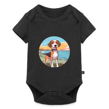 Chien tricolore sibérien race de chien Cartoon Kawaii - Body à manches courtes Premium Bébé - noir - Devant