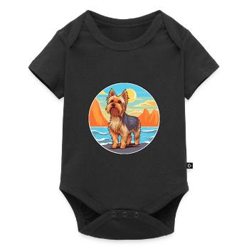 Silky Terrier chien race Cartoon Kawaii Clipart chien - Body à manches courtes Premium Bébé - noir - Devant