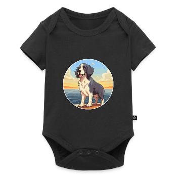Stabyhoun chien race dessin animé kawaii clipart chien animal de compagnie - Body à manches courtes Premium Bébé - noir - Devant