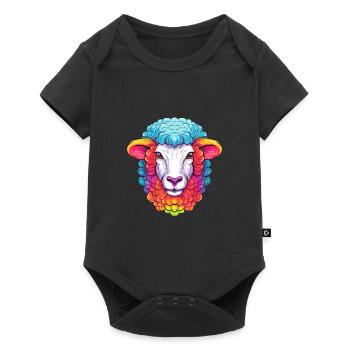 Schaf Buntes Aquarell Cartoon Kawaii Tier - Baby Premium Kurzarmbody - Schwarz - Vorne