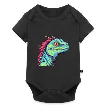 Basilisk Colorful Watercolor Cartoon Kawaii Animal - Baby Premium short-sleeve bodysuit - black - Front