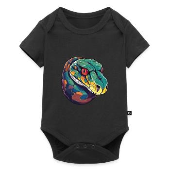 Anaconda Aquarelle Colorée Dessin Animé Kawaii Animal - Body à manches courtes Premium Bébé - noir - Devant