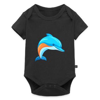 Dolphin Colorful Watercolor Cartoon Kawaii Animal - Baby Premium short-sleeve bodysuit - black - Front