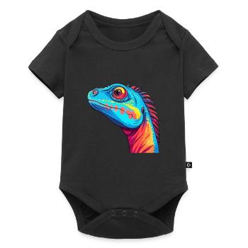Lézard Aquarelle Colorée Dessin Animé Kawaii Animal - Body à manches courtes Premium Bébé - noir - Devant
