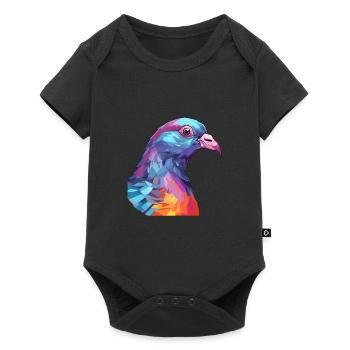 Pigeon Colorful Watercolor Cartoon Kawaii Animal - Baby Premium short-sleeve bodysuit - black - Front