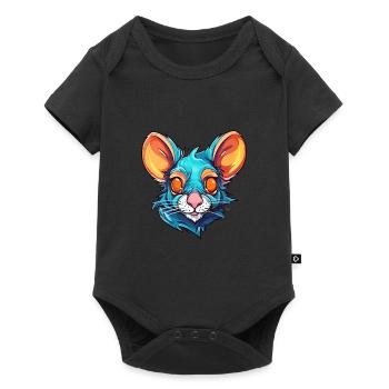 Rat Colorful Watercolor Cartoon Kawaii Animal - Baby Premium short-sleeve bodysuit - black - Front