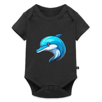 Dolphin Colorful Watercolor Cartoon Kawaii Animal - Baby Premium short-sleeve bodysuit - black - Front