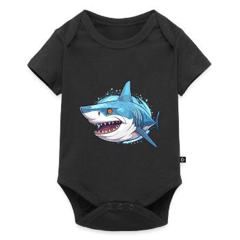 Requin Aquarelle Colorée Dessin Animé Kawaii Animal - Body à manches courtes Premium Bébé - noir - Devant