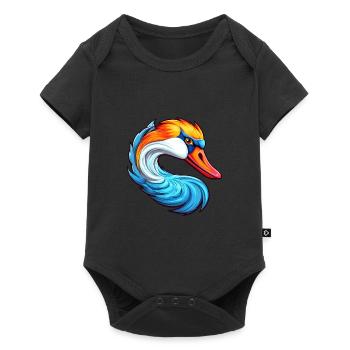 Schwan Buntes Aquarell Cartoon Kawaii Tier - Baby Premium Kurzarmbody - Schwarz - Vorne