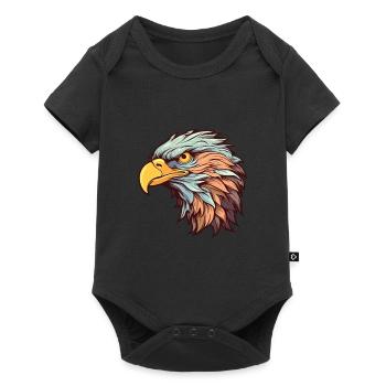 Aigle Aquarelle Colorée Dessin Animé Kawaii Animal - Body à manches courtes Premium Bébé - noir - Devant