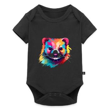 Ferret Colorful Watercolor Cartoon Kawaii Animal - Baby Premium short-sleeve bodysuit - black - Front