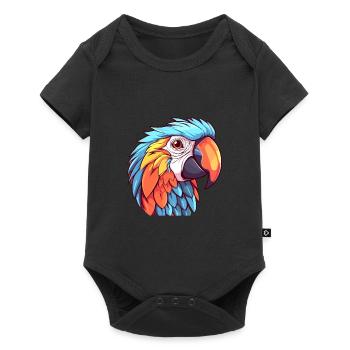 Parrot Colorful Watercolor Cartoon Kawaii Animal - Baby Premium short-sleeve bodysuit - black - Front