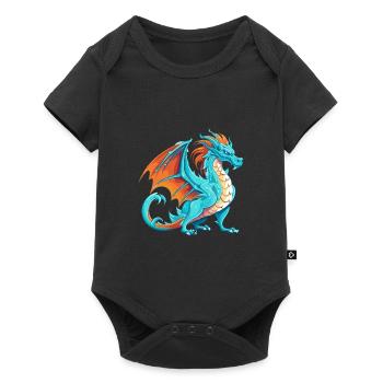 Dragon Aquarelle Colorée Dessin Animé Kawaii Animal - Body à manches courtes Premium Bébé - noir - Devant