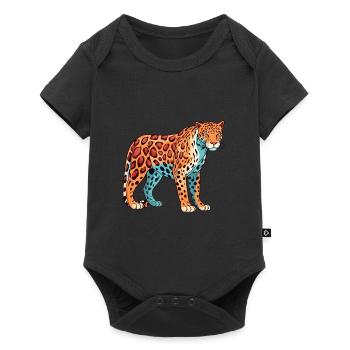 Jaguar Colorful Watercolor Cartoon Kawaii Animal - Baby Premium short-sleeve bodysuit - black - Front
