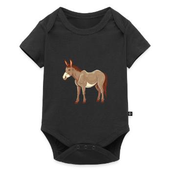Donkey Colorful Watercolor Cartoon Kawaii Animal - Baby Premium short-sleeve bodysuit - black - Front