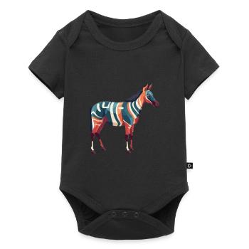 Okapi Buntes Aquarell Cartoon Kawaii Tier - Baby Premium Kurzarmbody - Schwarz - Vorne