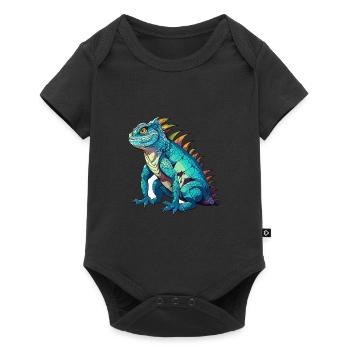 Basilisk Colorful Watercolor Cartoon Kawaii Animal - Baby Premium short-sleeve bodysuit - black - Front