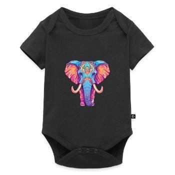 Elephant Colorful Watercolor Cartoon Kawaii Animal - Baby Premium short-sleeve bodysuit - black - Front