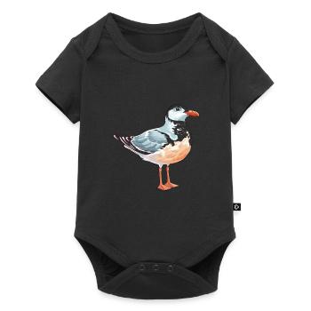 Seagull Colorful Watercolor Cartoon Kawaii Animal - Baby Premium short-sleeve bodysuit - black - Front