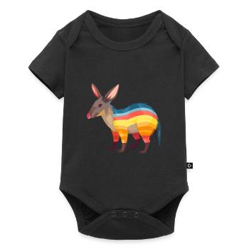Aardvark Colorful Watercolor Cartoon Kawaii Animal - Baby Premium short-sleeve bodysuit - black - Front