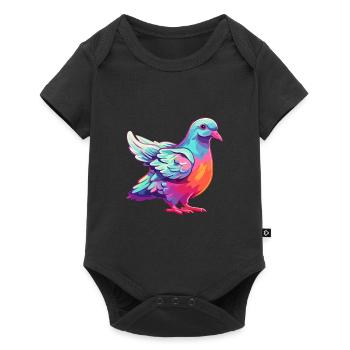 Dove Colorful Watercolor Cartoon Kawaii Animal - Baby Premium short-sleeve bodysuit - black - Front