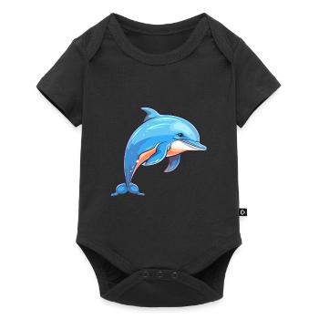 Dolphin Colorful Watercolor Cartoon Kawaii Animal - Baby Premium short-sleeve bodysuit - black - Front