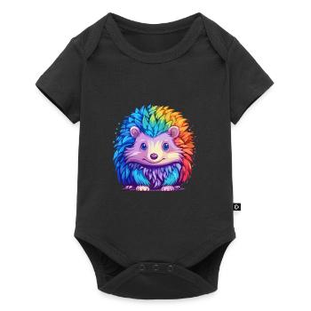Igel Buntes Aquarell Cartoon Kawaii Tier - Baby Premium Kurzarmbody - Schwarz - Vorne