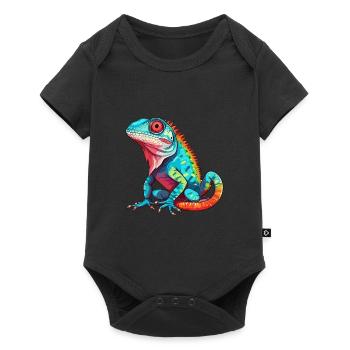 Lézard Aquarelle Colorée Dessin Animé Kawaii Animal - Body à manches courtes Premium Bébé - noir - Devant