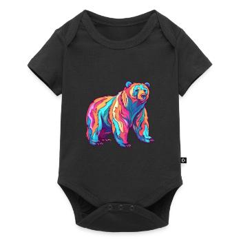 Ours Aquarelle Colorée Dessin Animé Kawaii Animal - Body à manches courtes Premium Bébé - noir - Devant