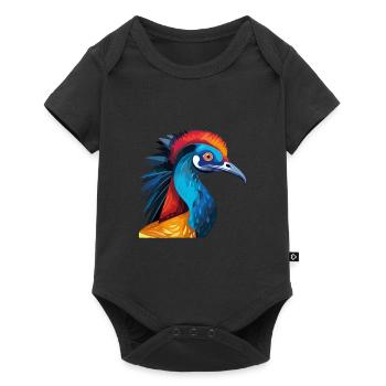 Cassowary Colorful Watercolor Cartoon Kawaii Anima - Baby Premium short-sleeve bodysuit - black - Front