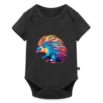 Echidna Colorful Watercolor Cartoon Kawaii Animal - Baby Premium short-sleeve bodysuit - black - Front
