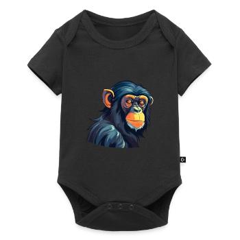Bonobo Colorful Watercolor Cartoon Kawaii Animal - Baby Premium short-sleeve bodysuit - black - Front