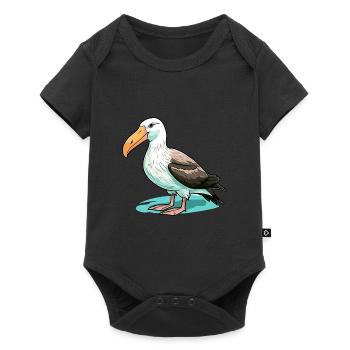 Albatross Colorful Watercolor Cartoon Kawaii Anima - Baby Premium short-sleeve bodysuit - black - Front