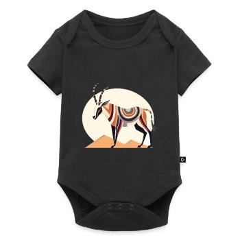 Oryx Aquarelle Colorée Dessin Animé Kawaii Animal - Body à manches courtes Premium Bébé - noir - Devant