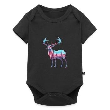 Caribou Colorful Watercolor Cartoon Kawaii Animal - Baby Premium short-sleeve bodysuit - black - Front