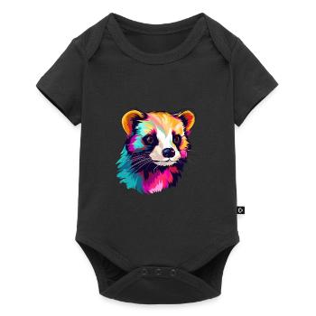 Ferret Colorful Watercolor Cartoon Kawaii Animal - Baby Premium short-sleeve bodysuit - black - Front