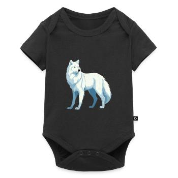 Arctic Wolf Colorful Watercolor Cartoon Kawaii Ani - Baby Premium short-sleeve bodysuit - black - Front