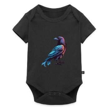 Crow Colorful Watercolor Cartoon Kawaii Animal - Baby Premium short-sleeve bodysuit - black - Front