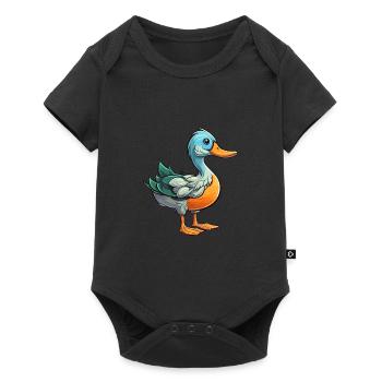 Duck Colorful Watercolor Cartoon Kawaii Animal - Baby Premium short-sleeve bodysuit - black - Front