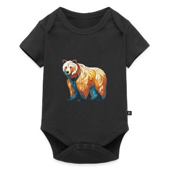 Ours Aquarelle Colorée Dessin Animé Kawaii Animal - Body à manches courtes Premium Bébé - noir - Devant