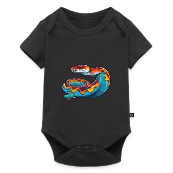Anaconda Aquarelle Colorée Dessin Animé Kawaii Animal - Body à manches courtes Premium Bébé - noir - Devant