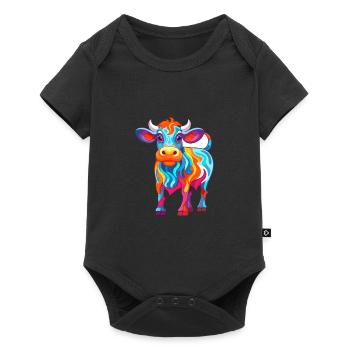 Vache Aquarelle Colorée Dessin Animé Kawaii Animal - Body à manches courtes Premium Bébé - noir - Devant