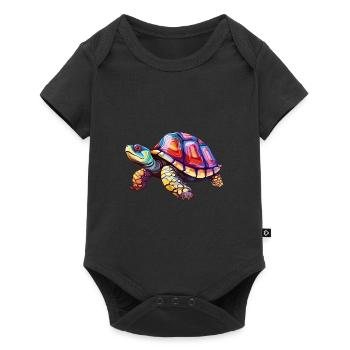 Turtle Colorful Watercolor Cartoon Kawaii Animal - Baby Premium short-sleeve bodysuit - black - Front