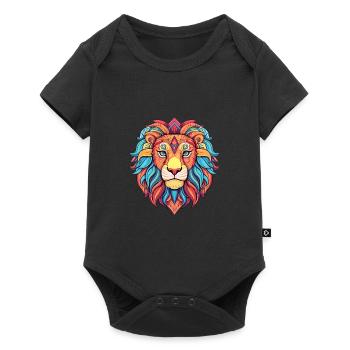 Lion Colorful Watercolor Cartoon Kawaii Animal - Baby Premium short-sleeve bodysuit - black - Front