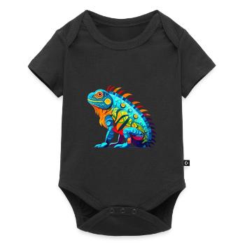 Iguana Colorful Watercolor Cartoon Kawaii Animal - Baby Premium short-sleeve bodysuit - black - Front