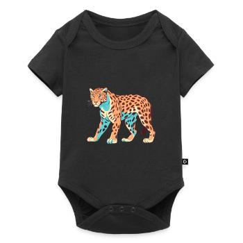 Jaguar Colorful Watercolor Cartoon Kawaii Animal - Baby Premium short-sleeve bodysuit - black - Front