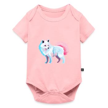 Arktisfuchs Bunte Aquarell-Karikatur Kawaii Anim - Baby Premium Kurzarmbody - Rosa - Vorne