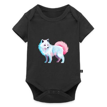Arktisfuchs Bunte Aquarell-Karikatur Kawaii Anim - Baby Premium Kurzarmbody - Schwarz - Vorne