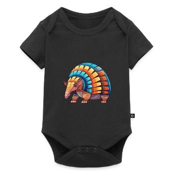 Gürteltier Bunte Aquarell-Karikatur Kawaii Anima - Baby Premium Kurzarmbody - Schwarz - Vorne
