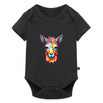 Llama Colorful Watercolor Cartoon Kawaii Animal - Baby Premium short-sleeve bodysuit - black - Front
